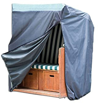 Deluxe Schutzhülle für Strand- Körbe mit 2 Reißverschlüssen 130x100cm - Strandkorb Gartenmöbel Schutz Hülle Abdeckung Tragetasche Plane