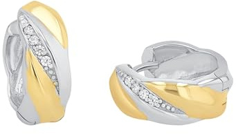 Amor Creolen 925 Sterling Silber Damen Ohrschmuck, mit Zirkonia synth., 1,5 cm, Bicolor, Kommt in Schmuck Geschenk Box, 2023879