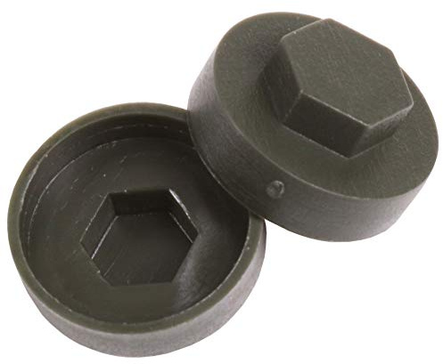200x Juniper Green Hex TEK Roofing Cover Caps for 16mm Washer/Coverage & 8mm Recess