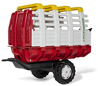 Rolly Toys 122479 Tretfahrzeuge rollyHaywagon Pöttinger Anhänger für Trettraktor (von 3-10 Jahre, Automatikverriegelung, kippbar), Rot