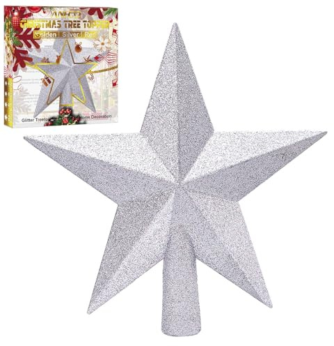 ANECO Glitzernde Weihnachtsbaumspitze, bruchsicher, Weihnachtsbaumschmuck, Baumspitze für Feiertagsdekoration oder Heimdekoration
