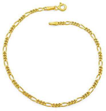 Figaro Armband 925 Sterling Silber vergoldet 2,3mm breit Länge wählbar 17 17,5 18 19 cm Silberkette Figarokette Gold Armkettchen Damen (18)