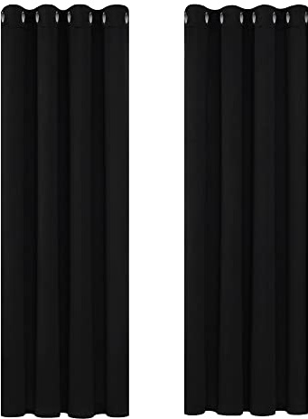 Deconovo Blackout Curtains Super Soft Thermal Insulated Energy Saving Curtains for Kids & Bedroom Black 46x63 Inch 2 Panels