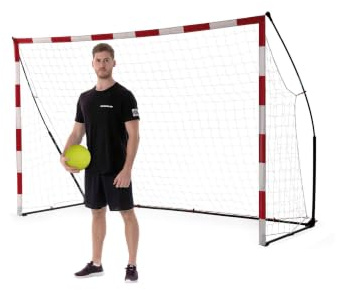 QUICKPLAY Portable Handball Goal 3x2m – Official Size Handball Goal with Weighted Base & Rubber Feet Based on KICKSTER Technology – Quick Setup for Indoor Handball Training - Includes Carry Bag…