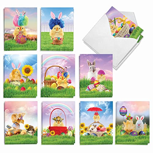 The Best Card Company Chicks In A Basket - 20 Assorted Boxed Easter Note Cards with Envelopes (4 x 5.12 Inch) - AM9077EAG-B2x10