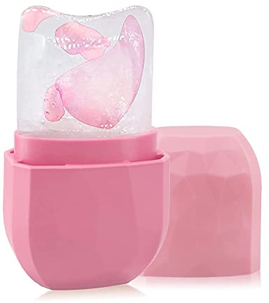 Fanxbox Eisroller für Gesicht und Auge, Gua Sha Gesichtsmassage, Silikon-Eisform für Gesichtsschönheit (Rosa)