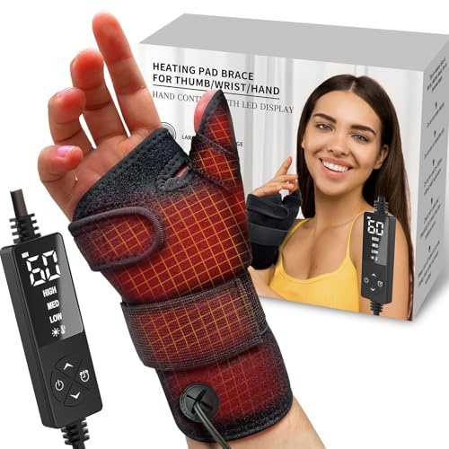 ELEKHEAL Electric Thumb & Wrist Heating Pad for Hand Arthritis with 3 Heat & 5 Timer Settings, Heated Wrist Wrap for Carpal Tunnel Syndromes, Tendonitis Left/Right Hand Pain Relief(S)