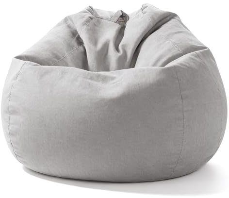 Aiire Gros Pouf Geant XXL - Fauteuil Pouffe Salon Rond Moderne avec Remplissage pour Decoration de la Chambre - Bean Bag Chair Adulte ou Ado Design Gris Clair
