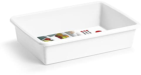 CABLEPELADO Bandeja de plástico | Armario y frigorífico | Polipropileno | Apta para lavavajillas | 26 cm x 19 cm x 6 cm | 2 litros | Blanco