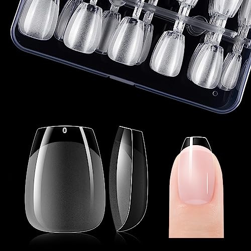 XS Short Coffin Nail Tips for Salon: Gelike EC Soft Gel Nails Tip Easy and Long Last- 120pcs 12 Sizes for DIY Practice Art Design at Home