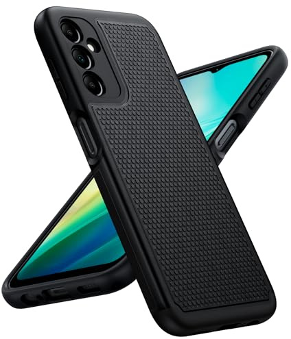 FNTCASE for Samsung A14 Phone Case: Dual Layer Shockproof Drop Protection Galaxy 4G/5G 360 Military Grade Protective Mobile Cover Rugged Matte Heavy Duty Slim TPU Aesthetic Black