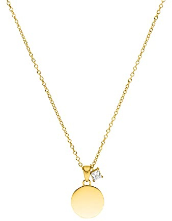 Purelei Poetic Kette (Gold, Silber, Rosegold), Halskette für Frauen mit rundem Anhänger und Halbedelstein, Wasserfeste Kette aus Edelstahl, Geschenk für Frauen