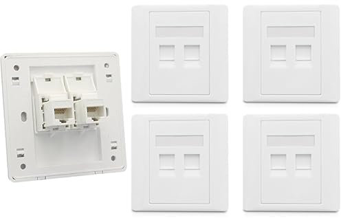 CAT6 Gigabit Network Socket, 86x86mm Ethernet RJ45 LAN Cable Faceplate Networking Port Dual-Pass Socket Box for Ethernet Cable Installation Female To Female Internet Outlet (5 Sets Port x 2)