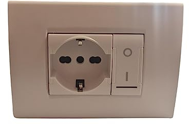 Cassetta Elettrica pronta all'uso con interruttore 0/1 shuko per incasso e con supporto esterno (con cassetta 503 schuko e interruttore 0/1 bianco)