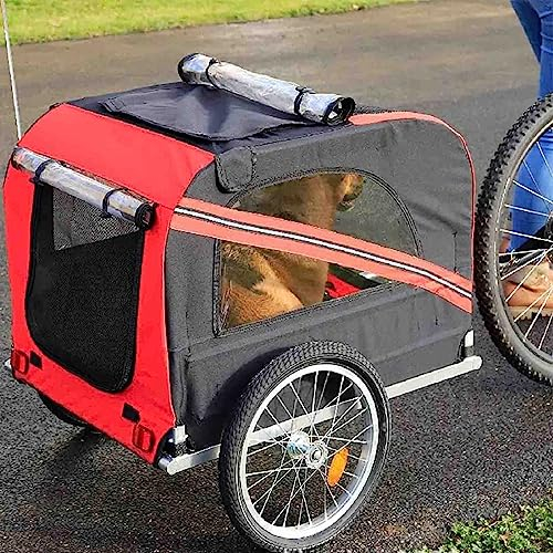 PRUJOY Hundefahrradanhänger, Fahrradanhänger für Reisen, Hundewagen für kleine und mittelgroße Hunde, mit Anschluss für ältere Hunde (D)