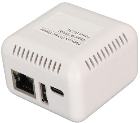 Sxhlseller Network USB 2.0 Printer Server, LAN USB Print Server Adapter, Print Server Support BT Connection for for 7, for 8, for 10 (US Plug)