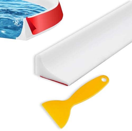 CINCODE Perfil de Silicona para Ducha Blanco 1 M – Borde para Plato de Ducha Flexible que Evita la Salida de Agua – Copete Encimera Cocina - Barrera de Agua para Ducha