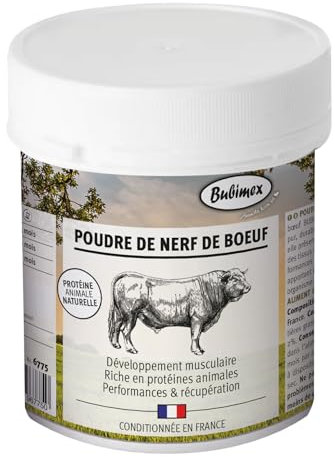 Bubimex - Nötsnervpulver - 100% naturligt kosttillskott för hundar och katter - rik på protein - muskelutveckling, prestanda och återhämtning - 400 g