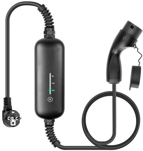 LEFANEV 3.6KW Portátil Wallbox, 8/10/16A Cargador Coche Electrico con Enchufe Schuko, Tipo 2 EV Cargador (IEC 62196-2), Monofásico Estación de Carga Controlable con EV/PHEV