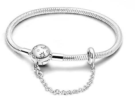 Parmuz 925 Sterling Silver Charm Bracelet for Woman Snake Chain Bracelet Star Moon Butterfly Cute Iconic Moments European Bracelet Jewelry Gift for Woman