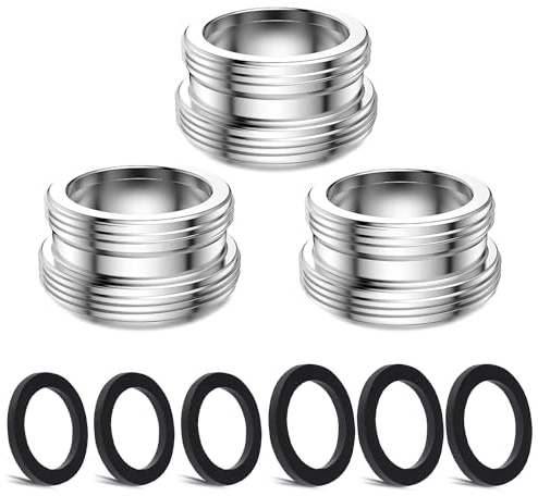 3 pièces Kit d'adaptateur de robinet, CNYMANY Mâle M22 mm vers Mâle M24 mm Ensemble d'adaptateurs pour aérateur de cuisine Adaptateur de robinet d'évier Filtre à eau pour tuyau d'arrosage
