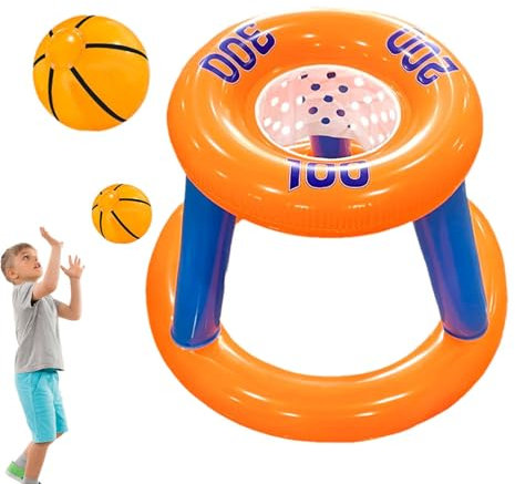 Basketballkorb Spielzeug im Wasser Basketballkorb Set für Pool | Aufblasbare Poolspiele für Basketballkorb mit Basketball | Wasserspiele