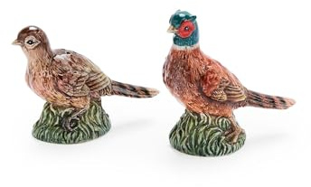 Spode 3.5 Pheasant-Shaped Salt and Pepper Shakers - Dolomite Ceramic Farmhouse Décor for Formal Dining, Decorative Salt & Pepper Set with Easy Refill Bottom Stoppers, Ideal for Thanksgiving Table