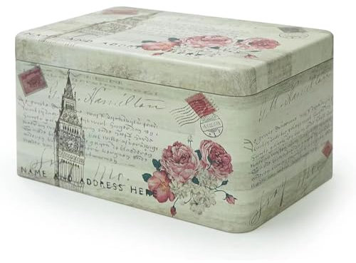 Aoneky Caja de Almacenaje con Tapa - Caja Pequeña de Almacenamiento de Metal Hojalata, Caja Decorativa Vintage Portátil para Guardar Cosas Galletas Snacks Fotos, Verde