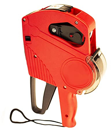 Ausla Etiquetadora Manual de Etiquetas de Precios de 8 Dígitos con Tapa, Máquina de Etiquetas de Precios Robusta, Práctica y Cómoda para Tiendas, Fábricas y Laboratorios (Chino Rojo)