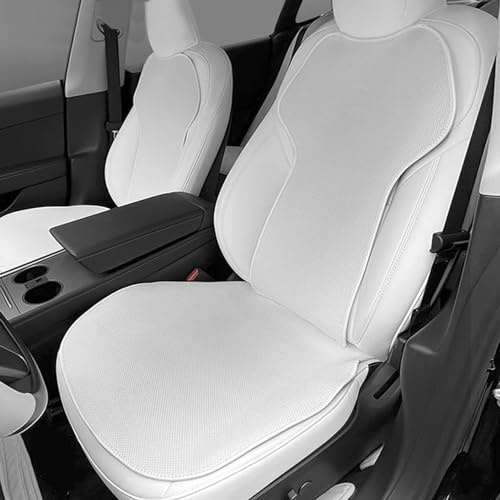 Ywooon Car Seat Cover Full Set for Tesla Model 3 2017-2025 2026 Breathable Soft and Non-Slip - Comfort Seat Cushion for Driving Interior Accessories WhiteIce,7PCS