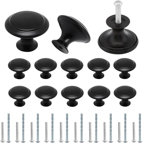 PVFZXS 10 Stück Retro schwarz Möbelknöpfe Set, Schrankknöpfe Schwarz, Türknöpfe, Schrankknöpfe, 30mm antike Küchenschrankgriffe, für Schublade, Küchenschränke, Kleiderschrank
