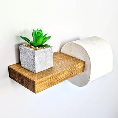 Woodkopf® Toilettenpapierhalter Leo aus Eiche - 27x10x3 cm - stilvolle Massivholz Toilettenpapierhalterung - handgefertigter WC Rollenhalter - WC & Badezimmer Zubehör - nachhaltiger Klopapierhalter
