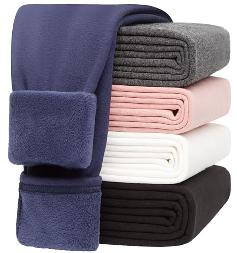 Moitiy Termoleggings för flickor, fodrade termoleggings för flickor, termiska underkläder, barn, vinter, varma termobyxor med fleece, bomull, tjocka byxor, långa sportleggings
