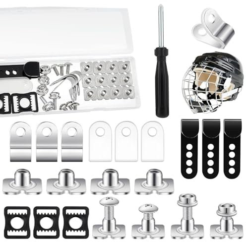 Hockeyhelm-Reparaturset, 33-teilig, inkl. J-Clips, R-Form, Fußballvisier-Clips, Gummidichtungen, Schrauben mit Muttern, für Jugendliche, Erwachsene, Hockey, Baseball, Sport