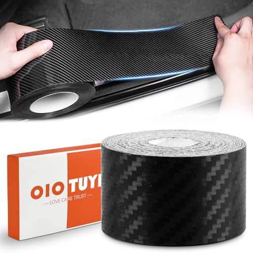 OioTuyi Car Door Sill Protector Carbon Fiber Wrap Film, Scuff Cover Black, Universal Bumper Protector, LED Door Sill, Add-on Magnetic, for Car/SUV/Truck, 5CM*5M