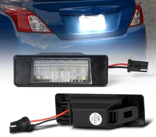 Pizgear 2 Luces LED for matrícula, for Nissan Juke F15 Micra K12 March K13 Kicks Note E11 Armada Y62 NV200 Rogue, for Qashqai luz de matrícula del vehículo