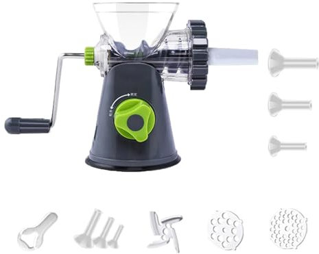 HTERBPOY Tritacarne E Clistere in Uno Insaccatrice for Salsiccia，Contenitori Addensati di Grande capacità Insaccatrice for Salumi，Ventose for Il Vuoto，Tritacarne Rapido(Gray)