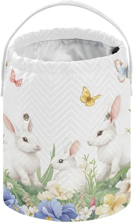Frühlingsblumen, Schmetterlinge, Kaninchen, Osterkörbe, Häkelgarn, Häkeltasche, Organizer, Kordelzug, Stricktasche, Garn-Aufbewahrungstasche für Häkeln, Stricken, Zubehör und Zubehör