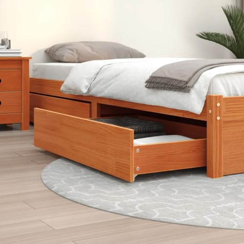 Gecheer Cassetti per Letto 4pz Marrone Cera in Legno Massello di Pino,Cassetti da Letto,Cassetti sotto Letto,Cassettoni sotto Il Letto,Cassettoni Sottoletto,P847166
