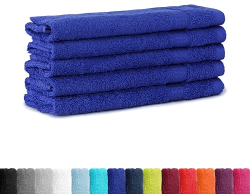 BaSaTex Juego de 5 toallas para invitados, 30 x 50 cm, 100% algodón, color azul real