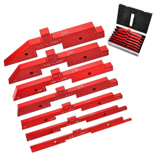 LEONTOOL 4-in-1 Woodworking Router Table Setup Bars, 7Pcs Aluminum Precision Setup Blocks Height Gauge Set, Time-saving Table Saw Measuring Spacer Block with 7 Different Height Thickness Angles