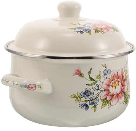 Mikinona Marmite à Mijoter Casserole Élégante et Portable Vintage en Émail avec Couvercle 2 L pour Sauces et Légumes Cuisine