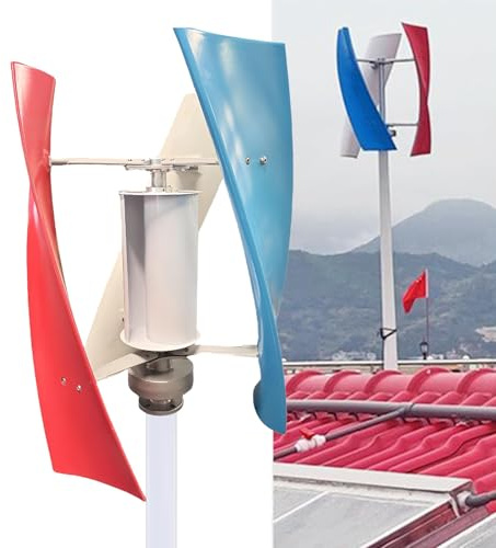 Generatore Eolico Turbina Eolica,Generatore Eolico Verticale a 3 Pale,Adattamento Automatico Della Direzione Del V ento 360°,for Set Elettricità Marina for Barche Giardino Casa Multi-200W