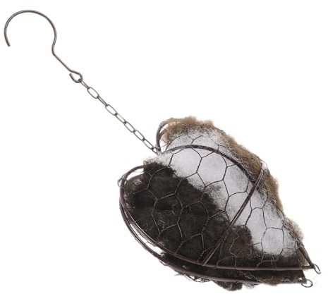 MOTHNUR Corazón de Nido para Pájaros Hecho a Mano Fibra de Alpaca, Caja Colgante Recargable para Materiales de Anidación, Refugio de Invierno para Aves Silvestres en Jardín Exterior