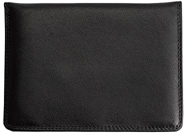 Josephine Osthoff Ausweisetui Reisepasshülle Hochformat Ausweishülle Leder Damen Gross Ausweistasche Herren Passport Cover RFID-Schutz Brieftasche ohne Münzfach (941), Farbe:Schwarz