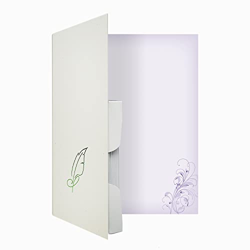Briefpapiermappe Neutral lila BM365 – 20 Blatt Designpapier A4, 15 Umschläge B6 – Hochwertiges Motivpapier Hochzeit, Verlobung, Taufe, Brief, Jubiläum, Liebesbrief, neutral – Druckerpapier 90 g/m²