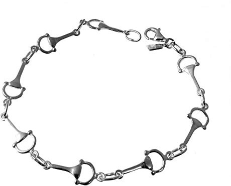 Minoplata Pulsera de Plata de ley 925 con estribos pequeños para mujeres que adoran los caballos
