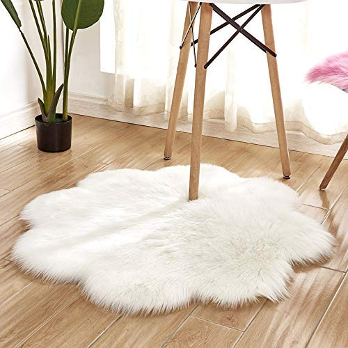 YDFYX Lammfell Schaffell Teppich Kunstfell Dekofell in Super weich Lammfellimitat Teppich Longhair Fell Optik Nachahmung Wolle Bettvorleger Sofa Matte (B-Weiß, 60 x 60cm)