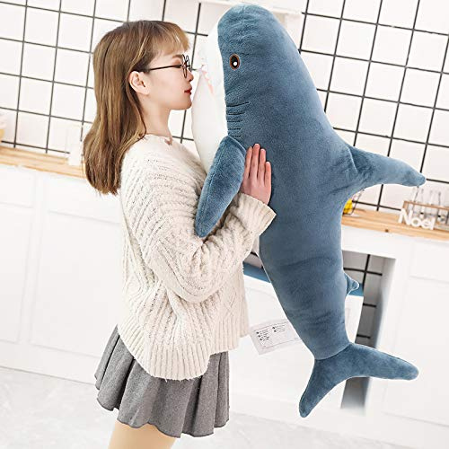 XIAOHONG Jouet en peluche de requin 3D, fait main, coussin doux de requin, oreiller en peluche de requin, cadeau pour enfants, oreiller en peluche (80 cm)