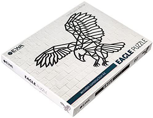 EWA Eco-Wood-Art Aigle Mural en Bois-Puzzle pour Adultes et Adolescents-Assemblage sans colle-287 pièces, Eagle, Noir